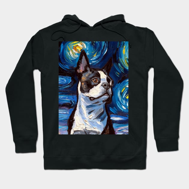 Boston Terrier Night (Portrait) Hoodie by sagittariusgallery